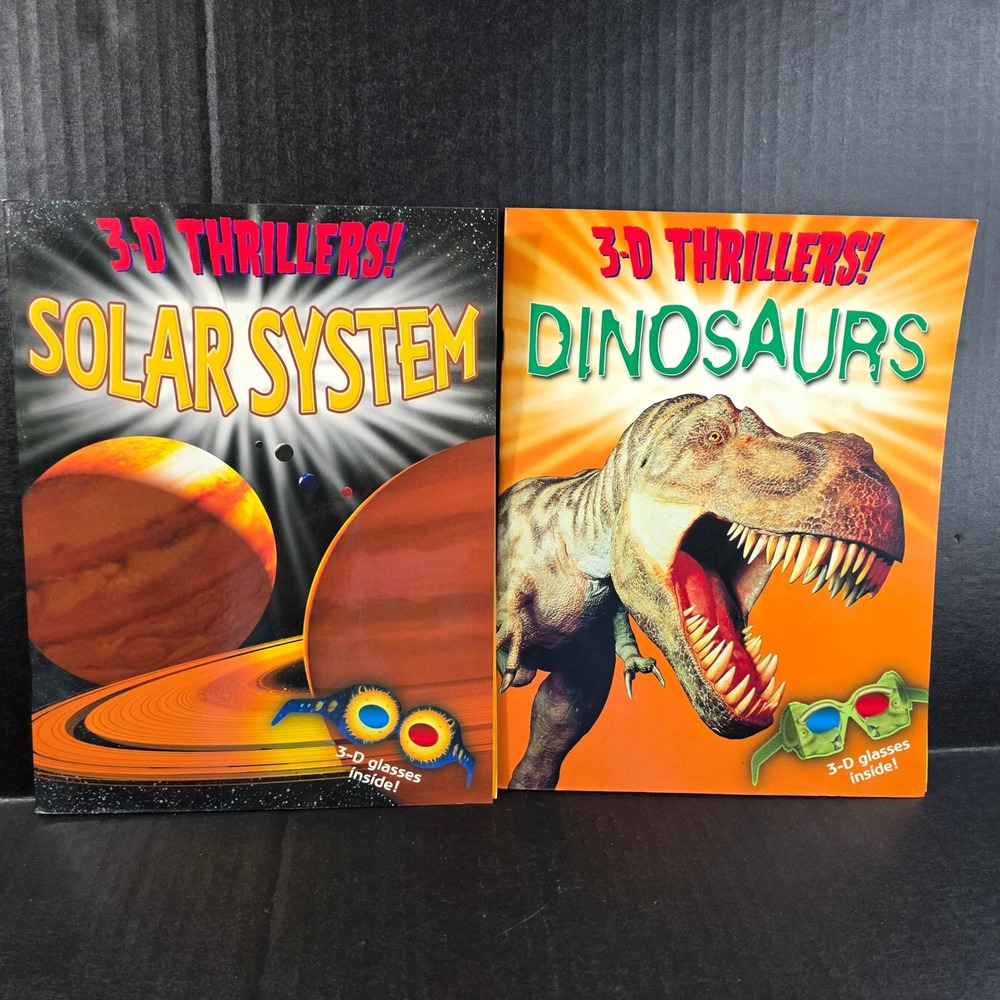 Capella 3-D Thrillers! Solar System and Dinosaurs Book Set With 3D Glasses